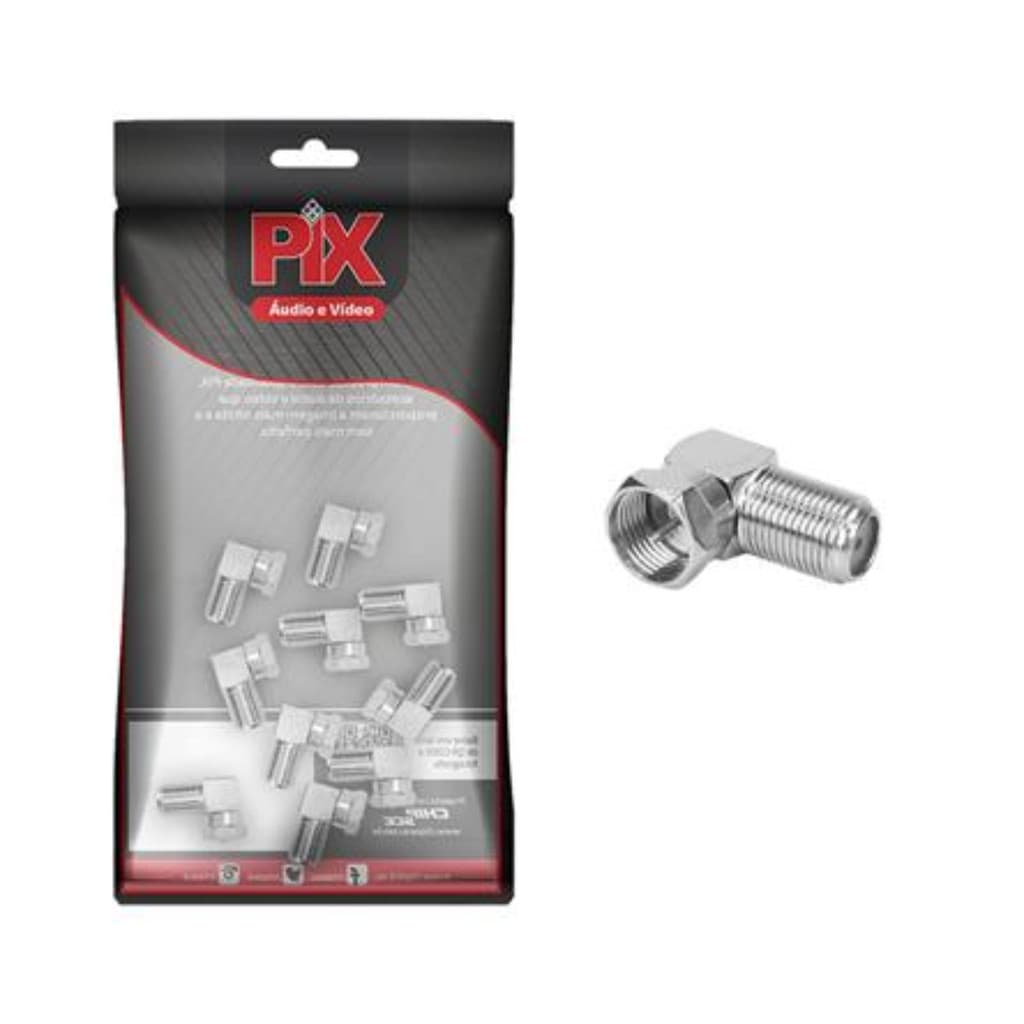 ADAPTADOR F NIQUEL - F MACHO PARA F FEMEA - 90 GRAUS