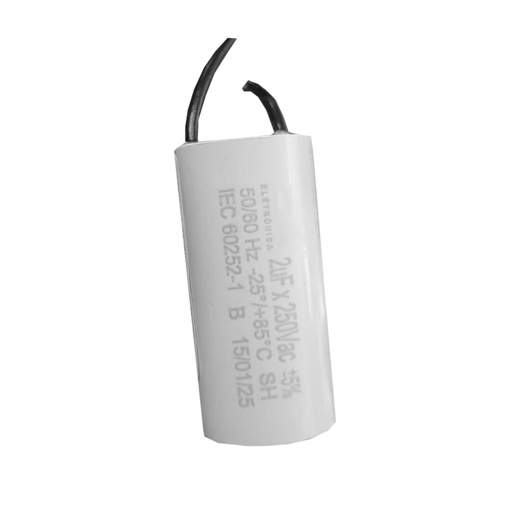 Capacitor Metalizado 2µF 250V com 2 Fios TRI