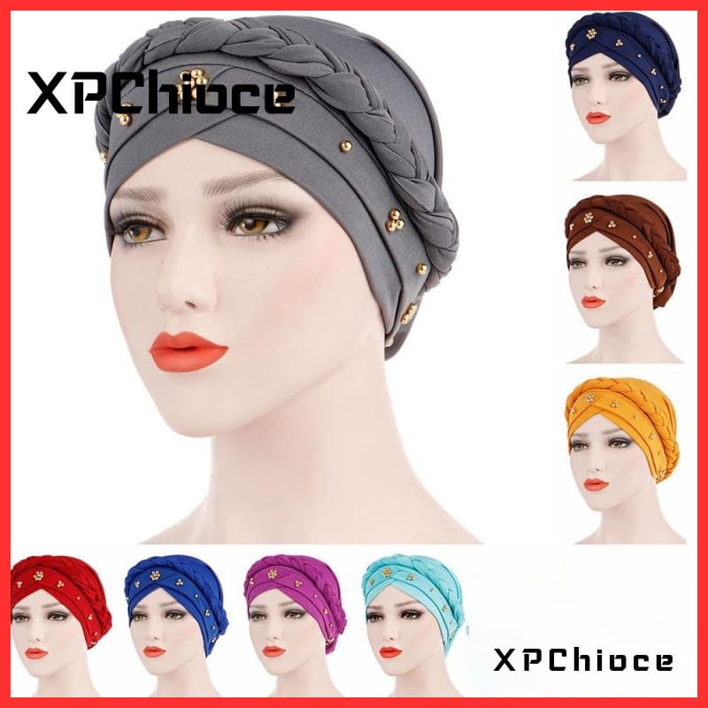 Feminino Turbante Boné Moda Lenço De Cabeça Leite Seda Muçulmano