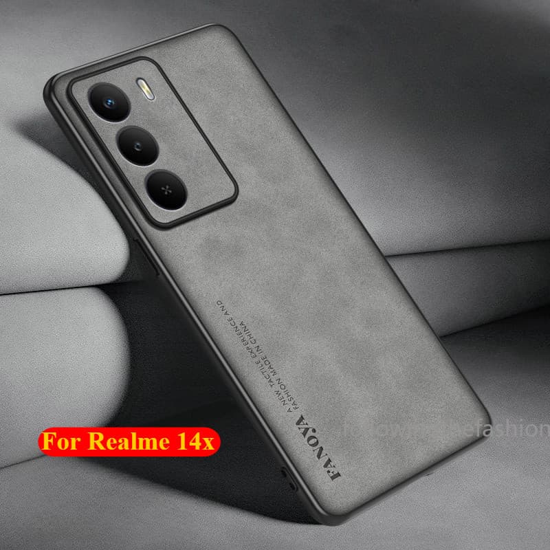 Capas De Telefone De Textura Fosca De Couro Para Realme 14x 5G Realme14X C75 4G 5G Invólucro Macio TPU Proteção De Borda