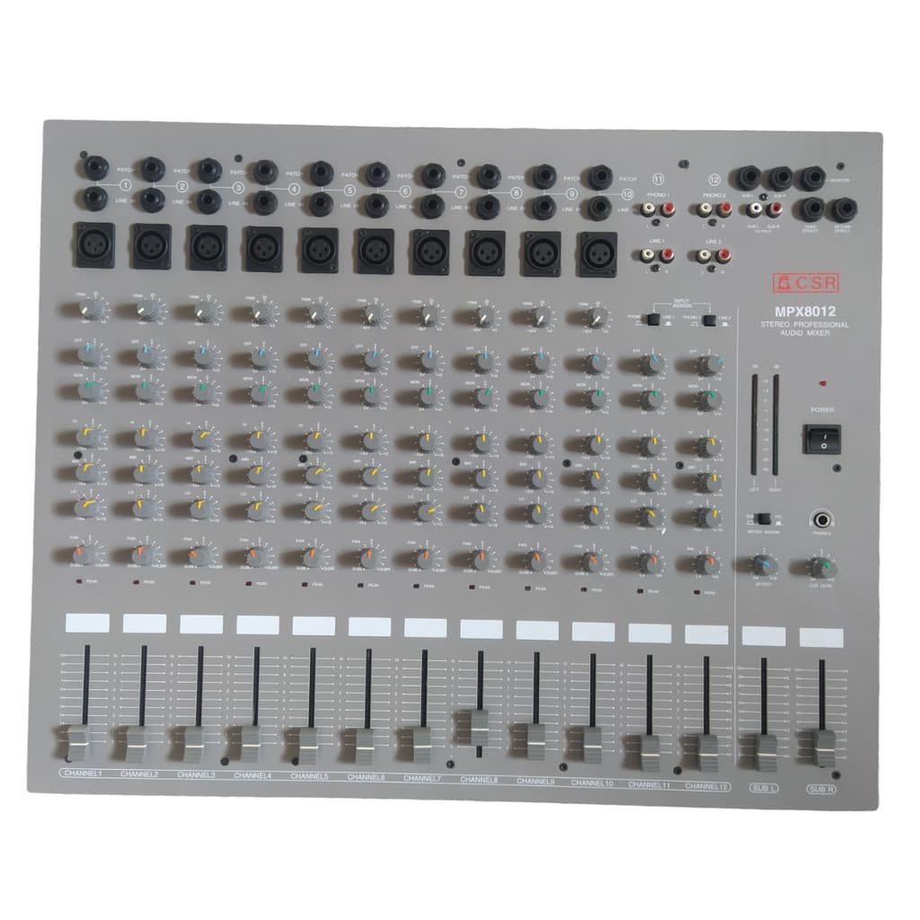 Mixer Mesa De Som Profissional 12 Canais CSR MPX 8012