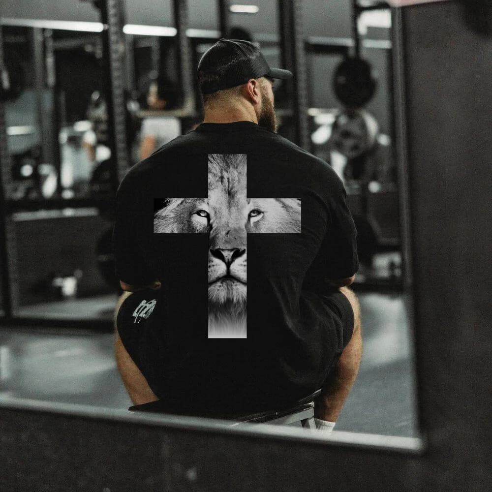 Camiseta Oversized Grande Estampa Leão de Judá Fit Academia Treino 100% Algodão  Outlet Anime Scape