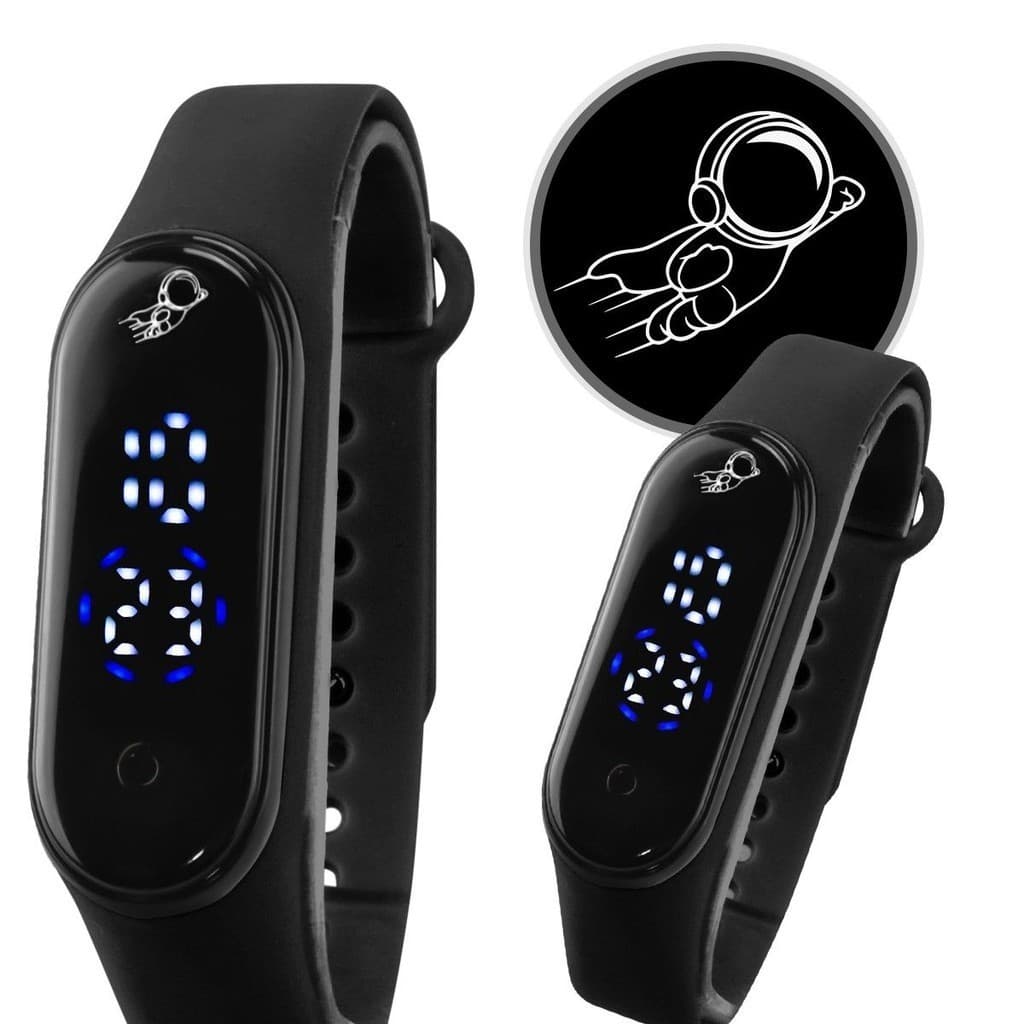 Infantil bracelete digital relogio prova dagua ajustavel silicone esportivo data menino preto
