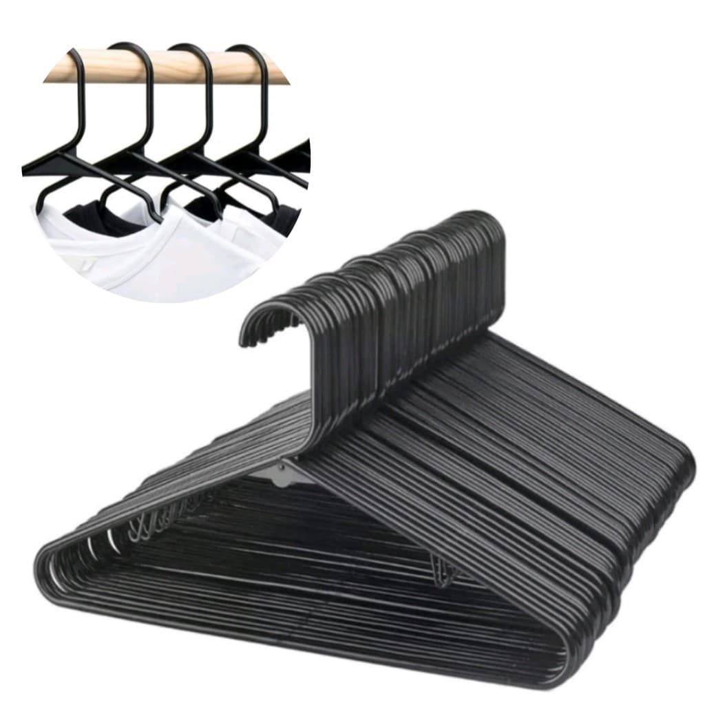 Kit 10 20 30 40 50 100 Cabides Preto Reforçado Adulto Linha Premium PROMOÇÃO