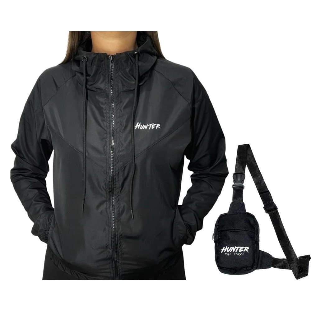 Kit Jaqueta Corta Vento Blusa Feminina Agasalho + Shoulder