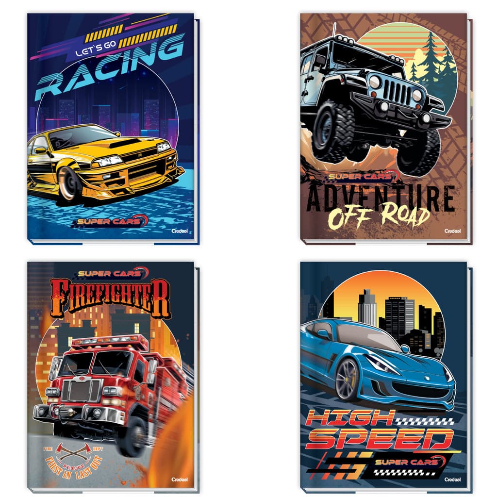Caderno Brochurao Capa Dura Super Cars 80 Folhas Credeal