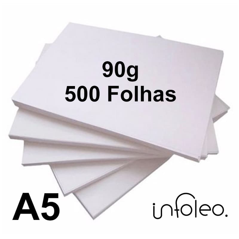 Papel Offset A5 90g Branco Fosco Alta Alvura Sulfite - 500 Folhas 90 gramas