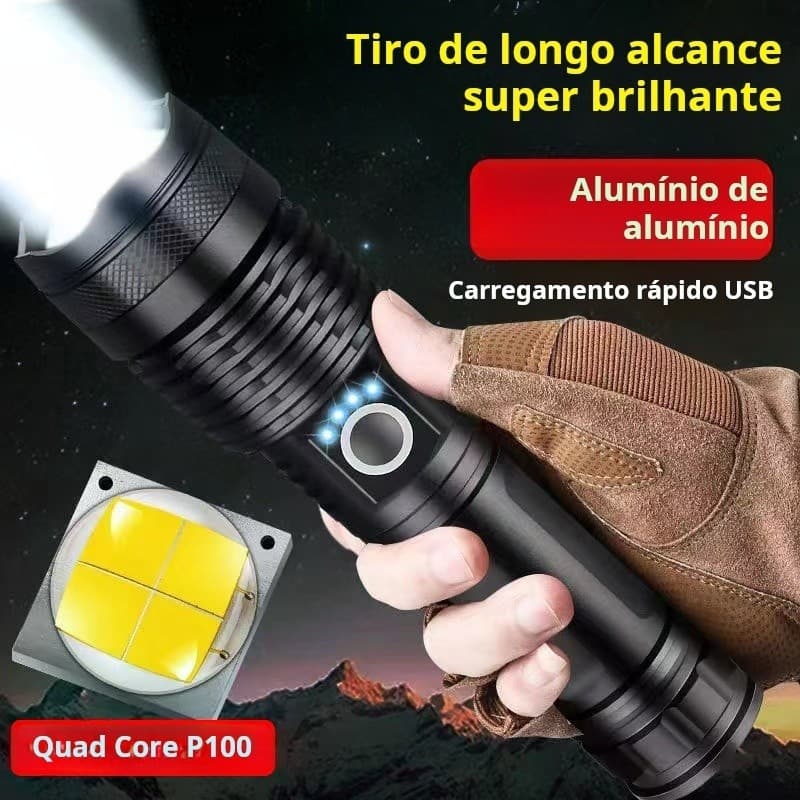 Lanterna Super Potente P50 Tática Mais Forte Do Mundo Potente Sitio Fazenda Acampamento Camping