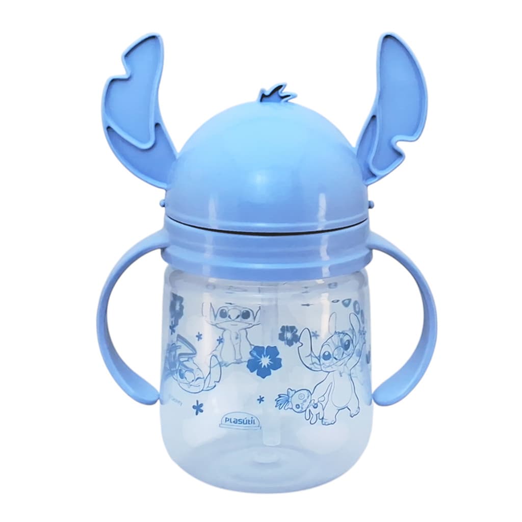 Copo Infantil Stitch Treinamento Antivazamento Com Alça 350ml
