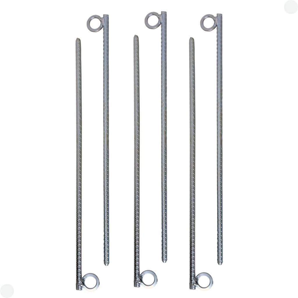 Estaca de Aço Galvanizado 60 cm 6mm com Argolas para Jardinagem e Barracas 6 Unidades