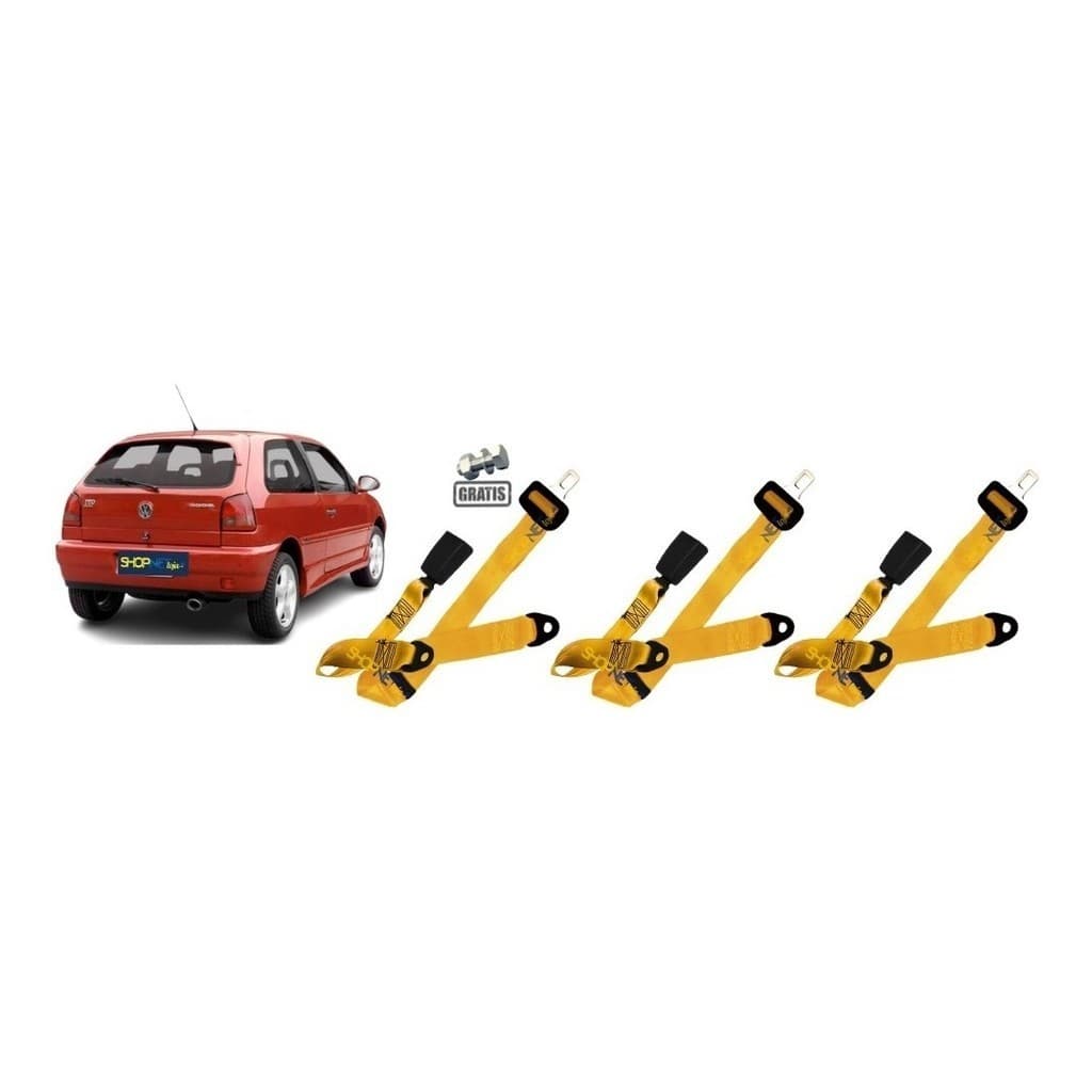 Cintos De Segurança Amarelo Kit Traseiro Vw Gol G2 Abdominal
