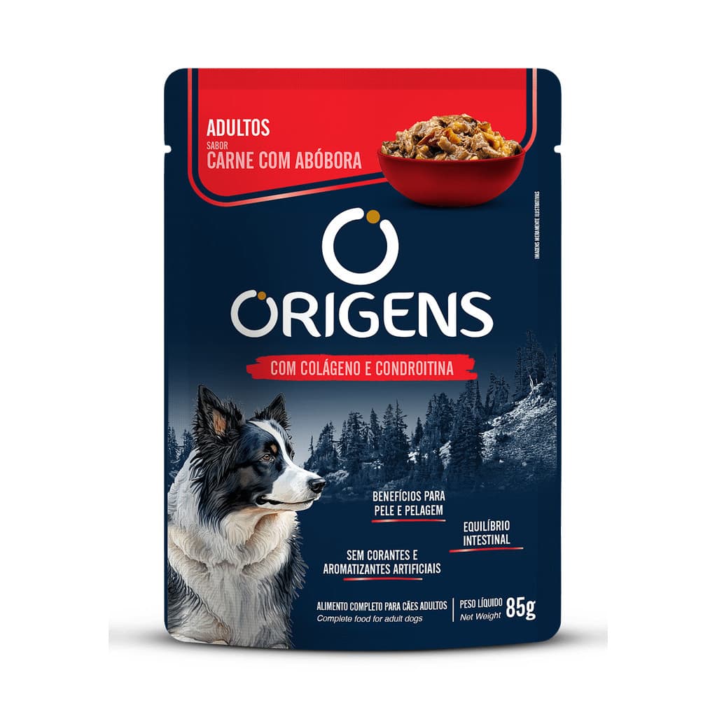 ORIGENS SACHÊ CÃES ADULTOS CARNE COM ABÓBORA 85G