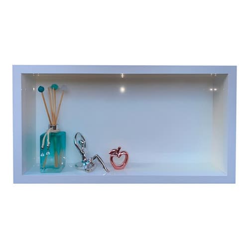Nicho Porcelanato Branco Borda Aluminio 60x32xm Banheiros
