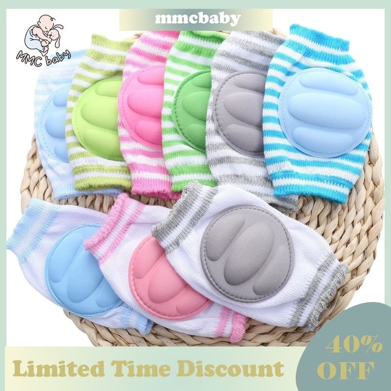 Joelheiras Summer Toddler Crawling Baby Knee Pads Cor Sólida Riscada Anti-Queda Para Crianças Set Proteção Do Joelho