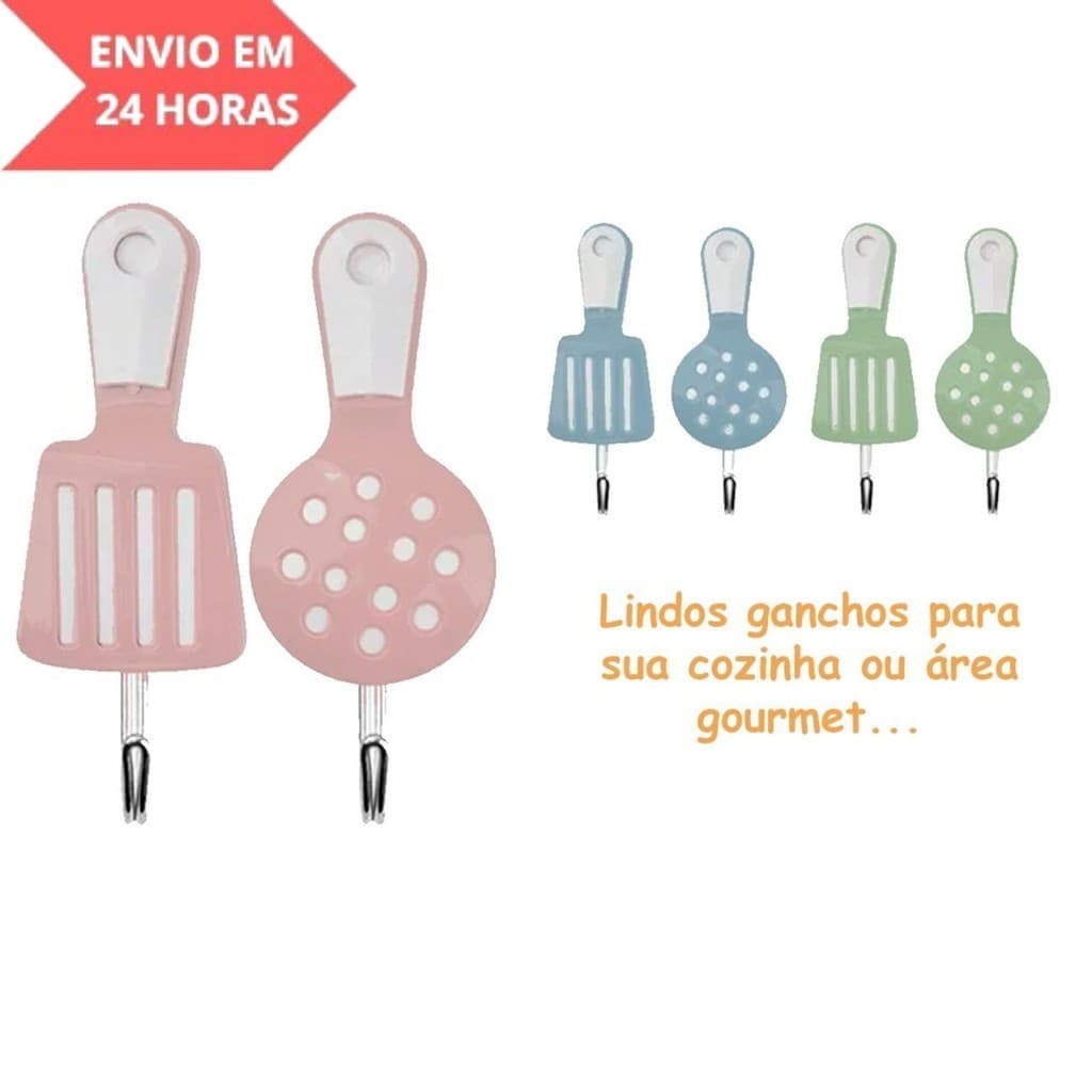 Kit 2 Ganchos Adesivos Para Parede Talher Casa Decoração Multiuso Pendurar Objetos