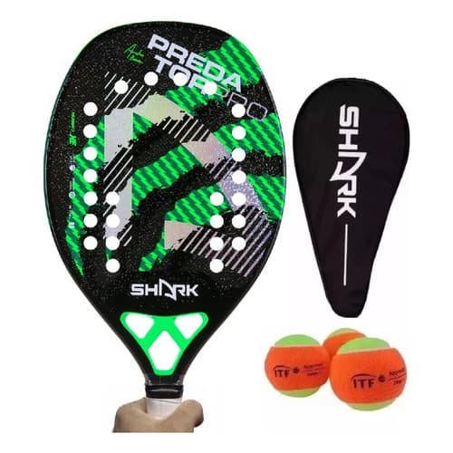 Raquete de Beach Tennis Shark Predator Carbono 3k 22mm 2024