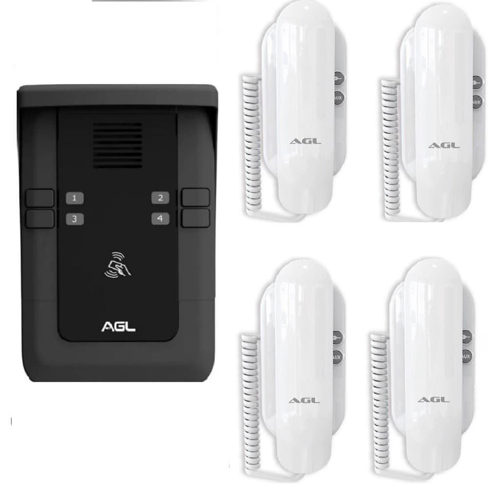 Kit De Porteiro Coletivo S-500 Montado 4 Ponto De Interfones S100