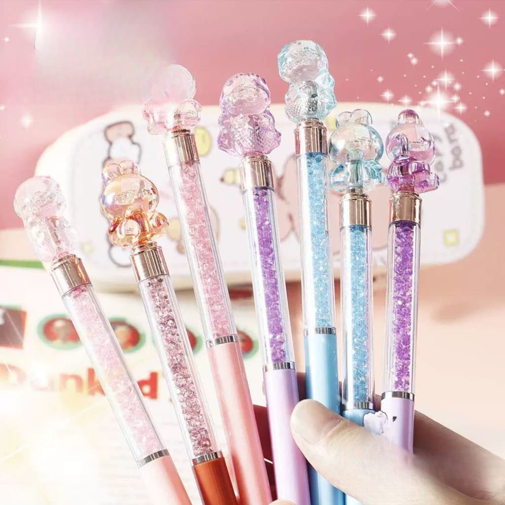 2/4/6 Canetas Glitter de Areia Líquida Rose Golden Tinta Azul Feminina para Artigos de Escritório Casamento