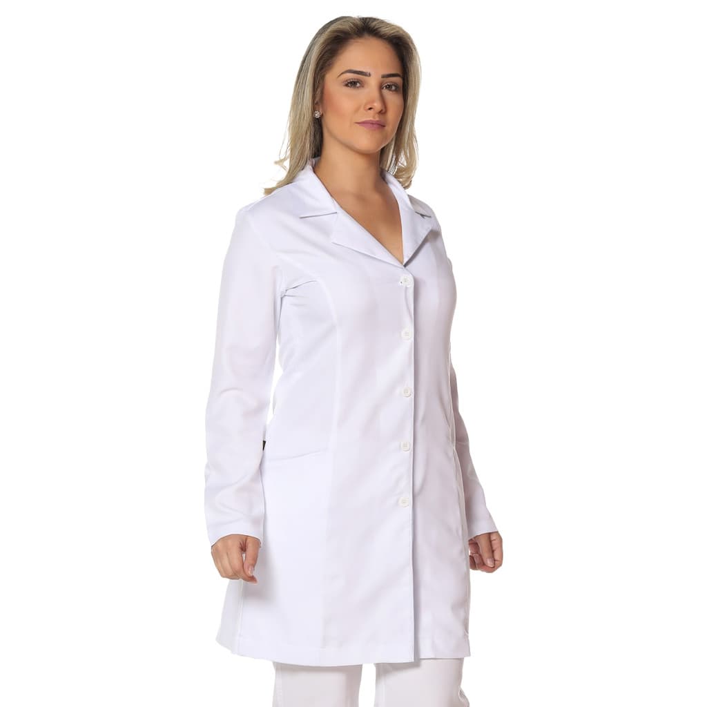 Jaleco feminino gabardine manga longa gola esporte