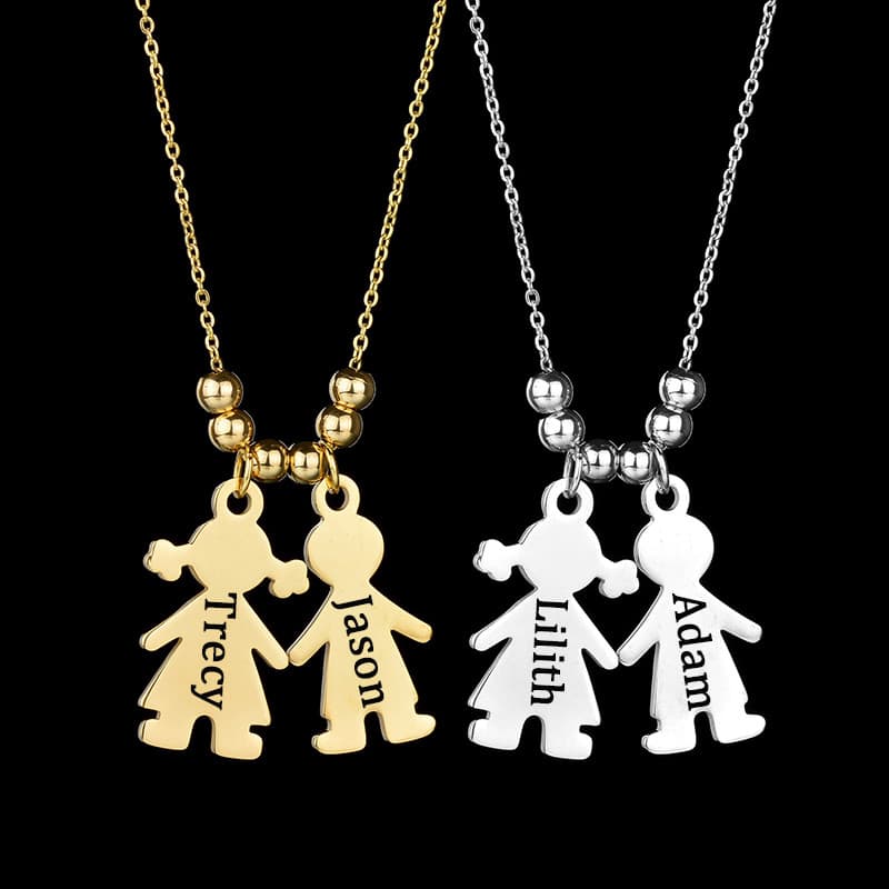 Colar Personalizado Com Pingente De Menino E Menina , Aço Inoxidável , Gravação De Nome , Data Para Bebês , Crianças , P