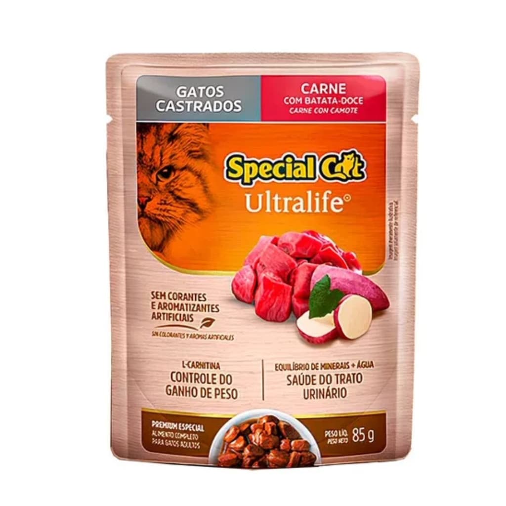 Sachê Special Cat Castrado Carne 85g Caixa C/ 12 Uni