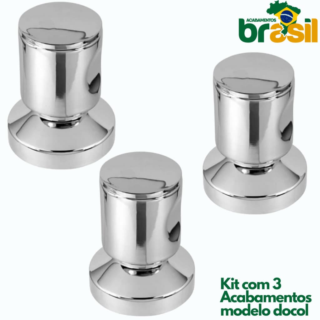Acabamento Registro metal Pressão/Gaveta C42 padrão Docol 1/2, 3/4 Metal Chuveiro Kit 3 acabamentos
