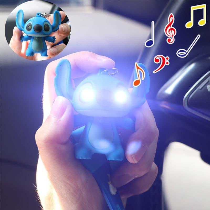 Disney Stitch LED Sound I love you keychain Anime Cartoon Figuras De Desenho Animado Luz Nocturna Brilhante Angel Novelt