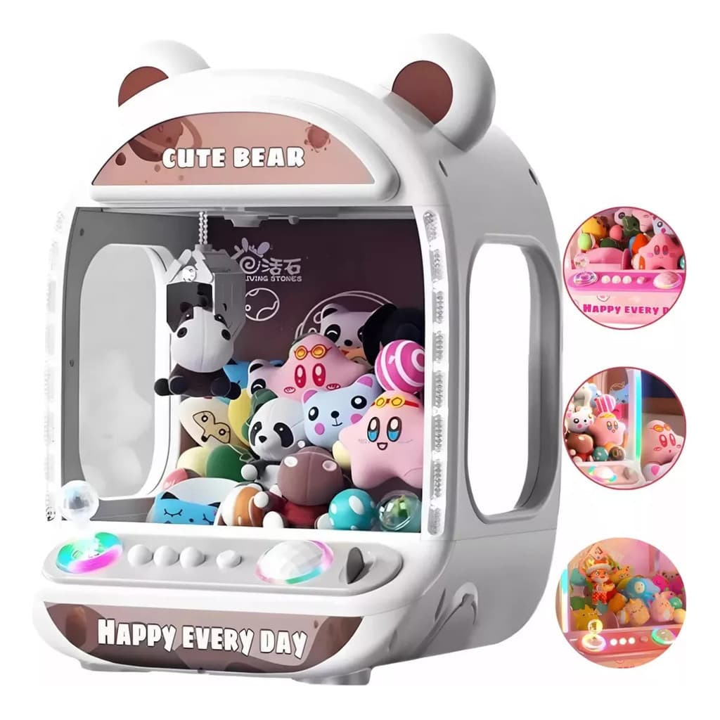 Mini Máquina De Pegar Ursinhos Bichinhos Pelúcia Musical Luz Garra