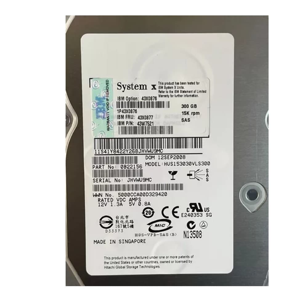 Hd Ibm Sas 300gb 15k 3,5 43x0877 43w7521  43x0876 Nf