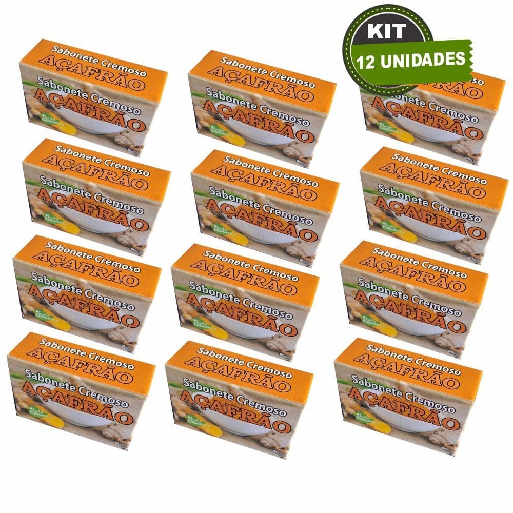 Sabonete Natural Açafrão Aroeira Cosmética - Kit 12 unidades