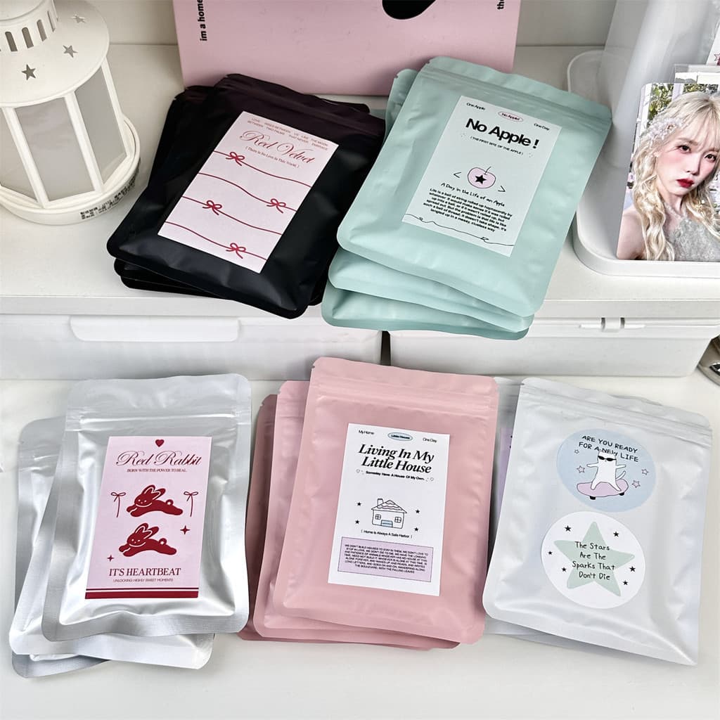 10pcs Ins Matte Frosted Colorful Silver Sealed Bag Saco Deslizante Fita Auto-Selante Material De Embalagem De Armazenamento