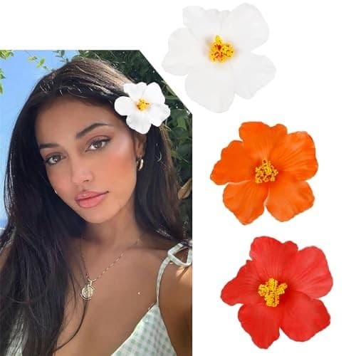 3Pcs Clipes De Cabelo De Flor Havaiana Para Mulheres Plumeria Hibiscus Clip Festa De Férias Na Praia