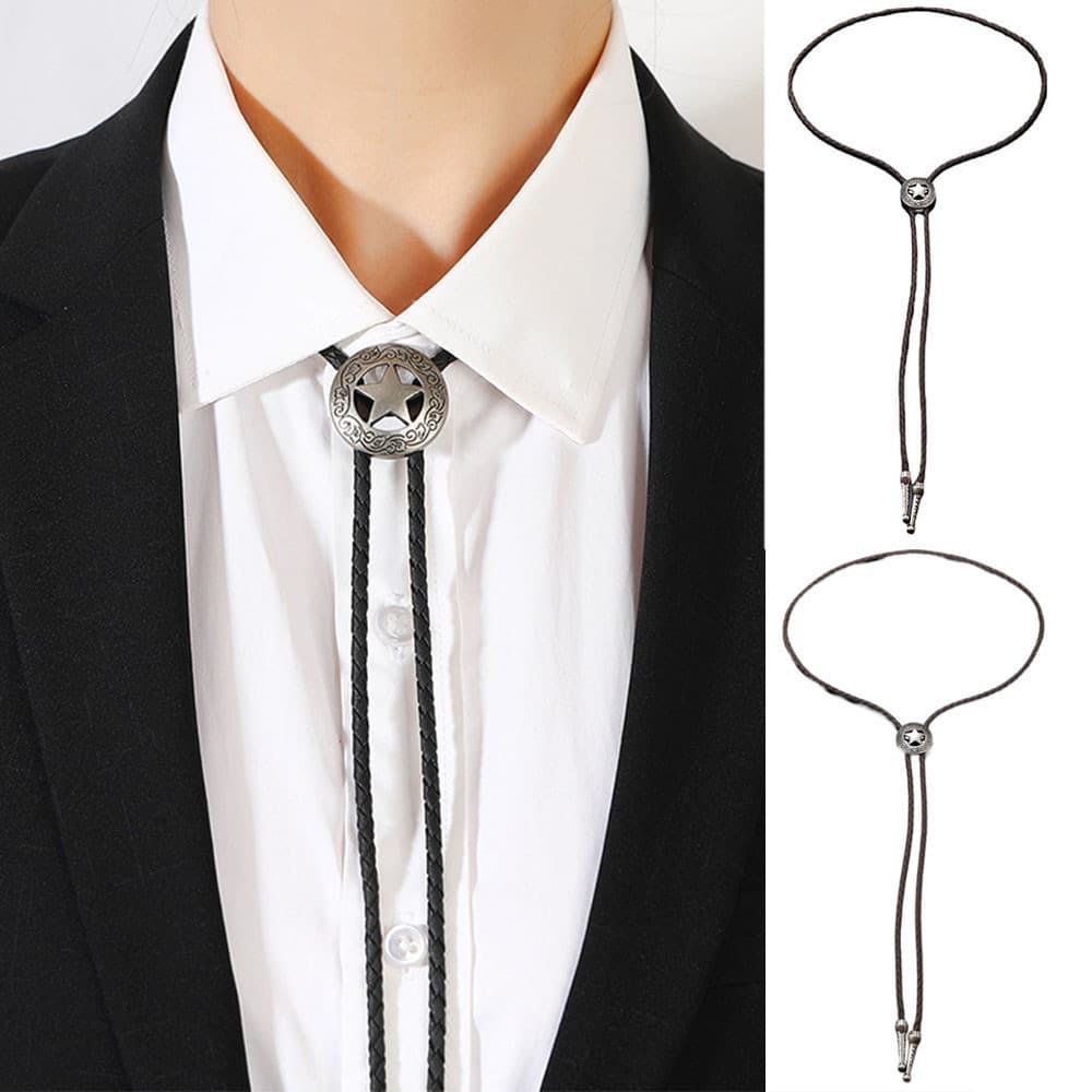 Gravata De Couro Bolo Moda Masculina Corda Ocidental