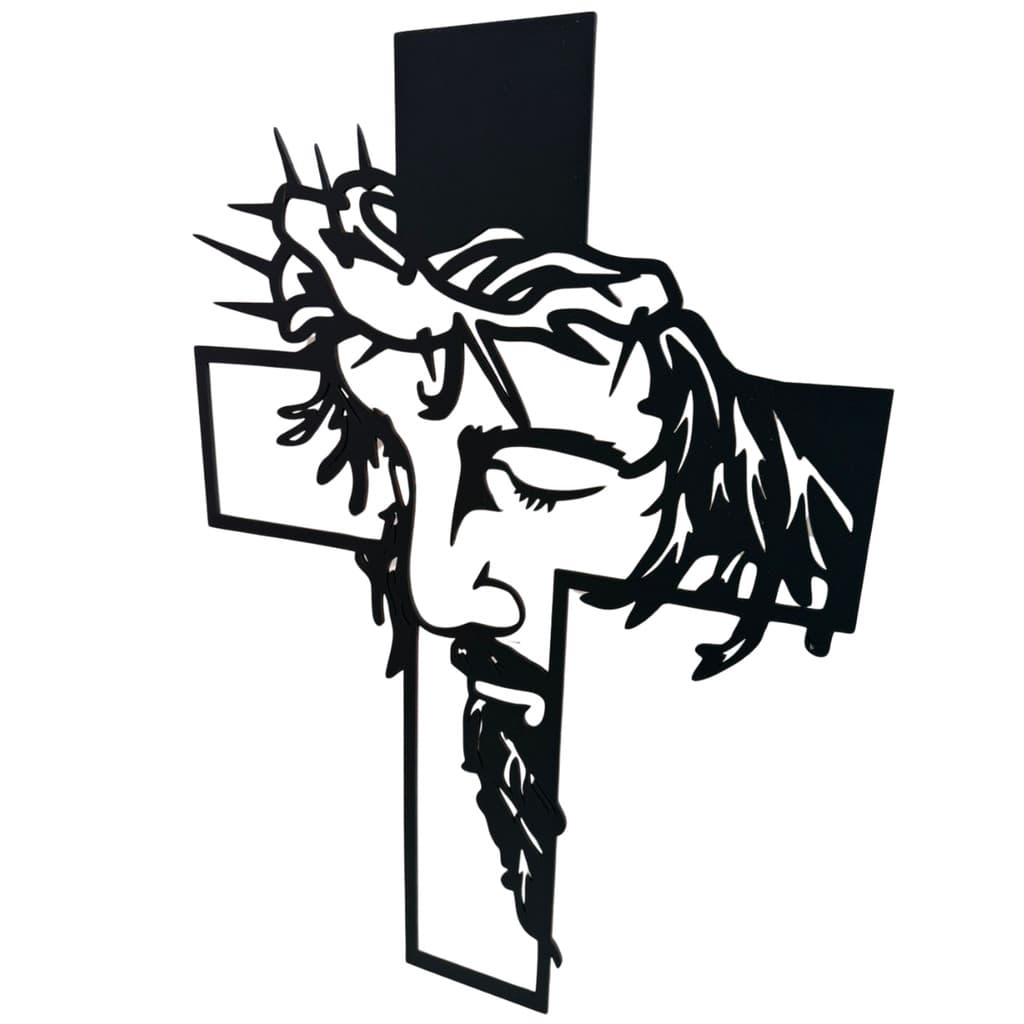 Painel Decorativo Jesus Cristo Em Relevo Mdf 3mm Cor Preta