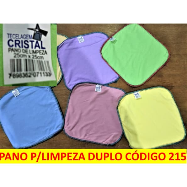 Kit c/5 Panos de limpeza duplo malha de algodão - flanelado várias cores 25x25cm.  cd.215
