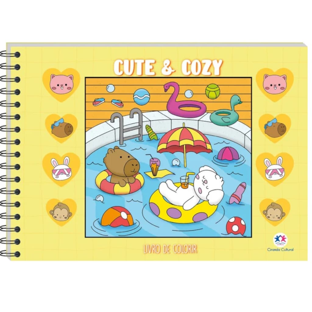 Livro de Colorir Comfy Cozy - Capa Dura Amarela, Papel 180g, Folha de Acetato, Edição Exclusiva