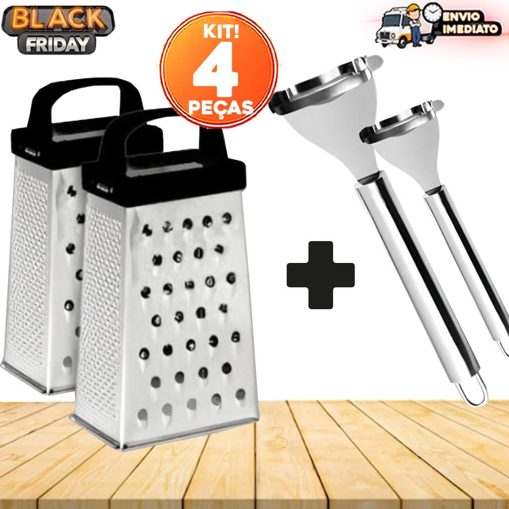 Kit Raspador Debulhador de Milho e Ralador Inox 4 Faces N°7 – Essencial para sua Cozinha