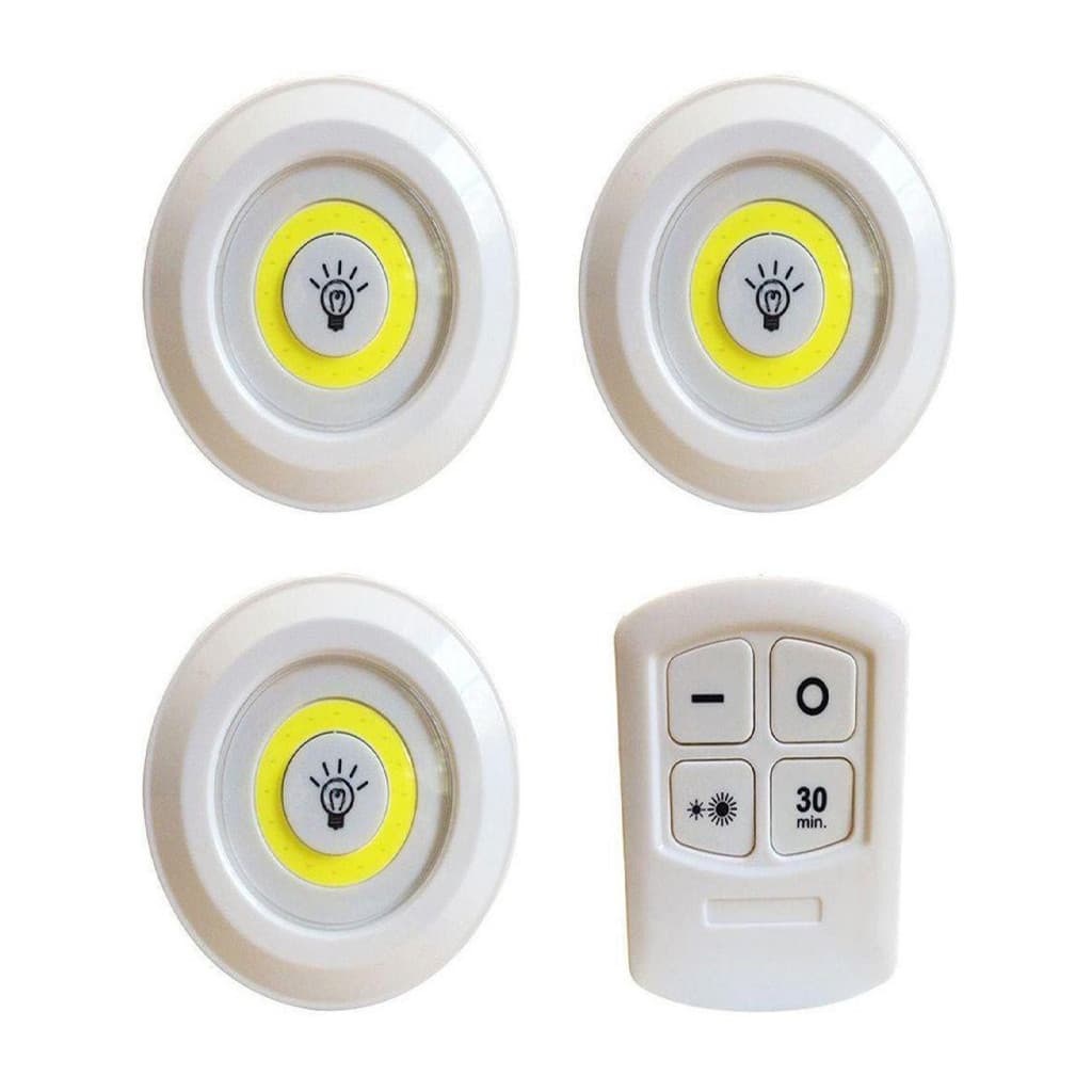 Kit 3 Lampada Luminaria Led Spot Sem Fio Controle Remoto
