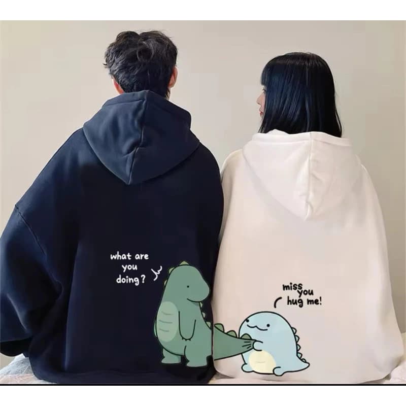 Moletom Capuz Casal Dinossauros Fofo Moda Casual Confortável Envio Rápido