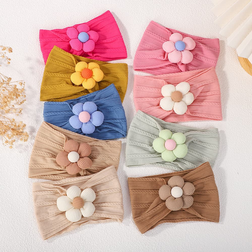 1Pc Macio Náilon Lenço Astique Adequado Para Bebê Recém-Nascido Menina Flor Bandana Elástica Hairband Turbante Criança A