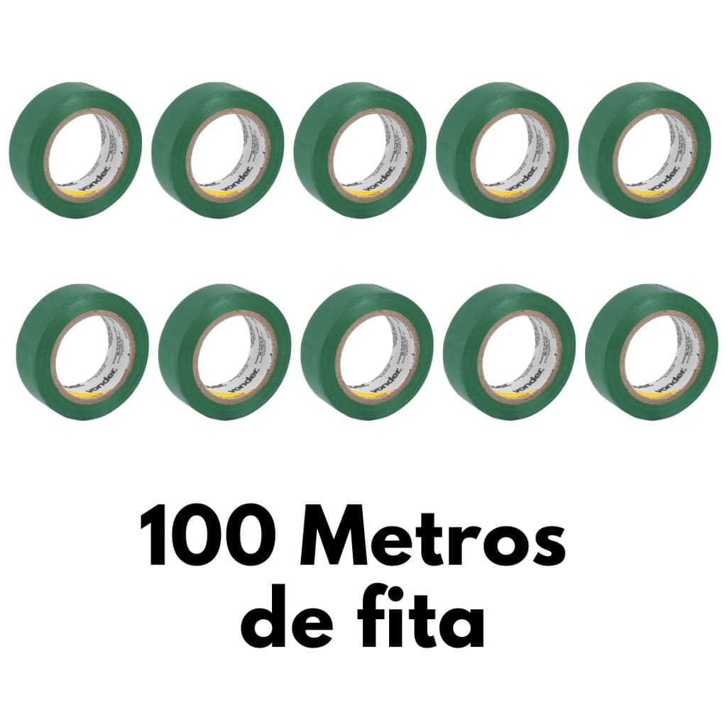 Kit 10 Fitas Isolantes 19,0 mm x 10 Metros Verdes VONDER