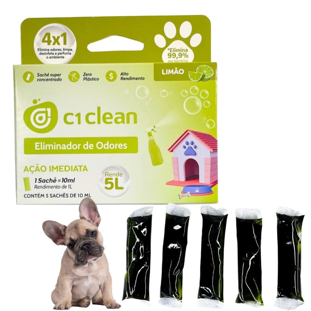 Eliminador de odores Limão Desinfetante Seguro Para Pets C1 Clean Rende 5L