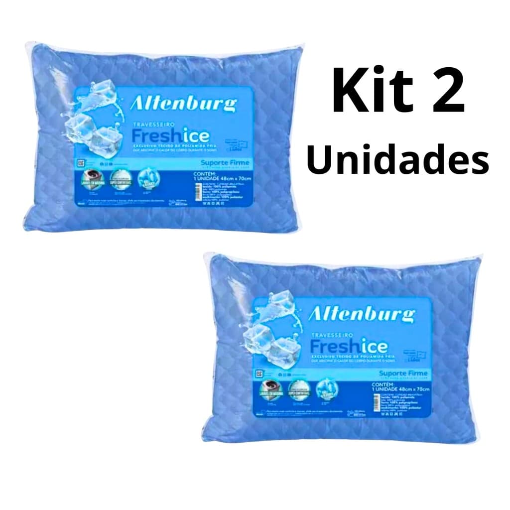 Kit com 2 travesseiro fresh ice Altenburg Gelado Antisuor Poliamida Não Alérgico Antialérgico