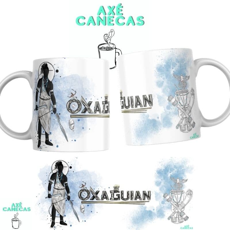 caneca de cêramica oxaguian, umbanda, candomblé, orixas