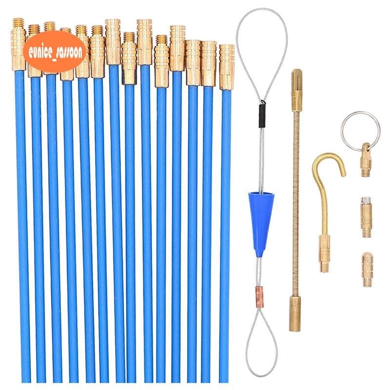 Hastes De Cabo De Fita De Peixe De Fibra De Vidro , Kit De Push/Pull De Corrida De Fio Elétrico Com Gancho E Furo Em Tub