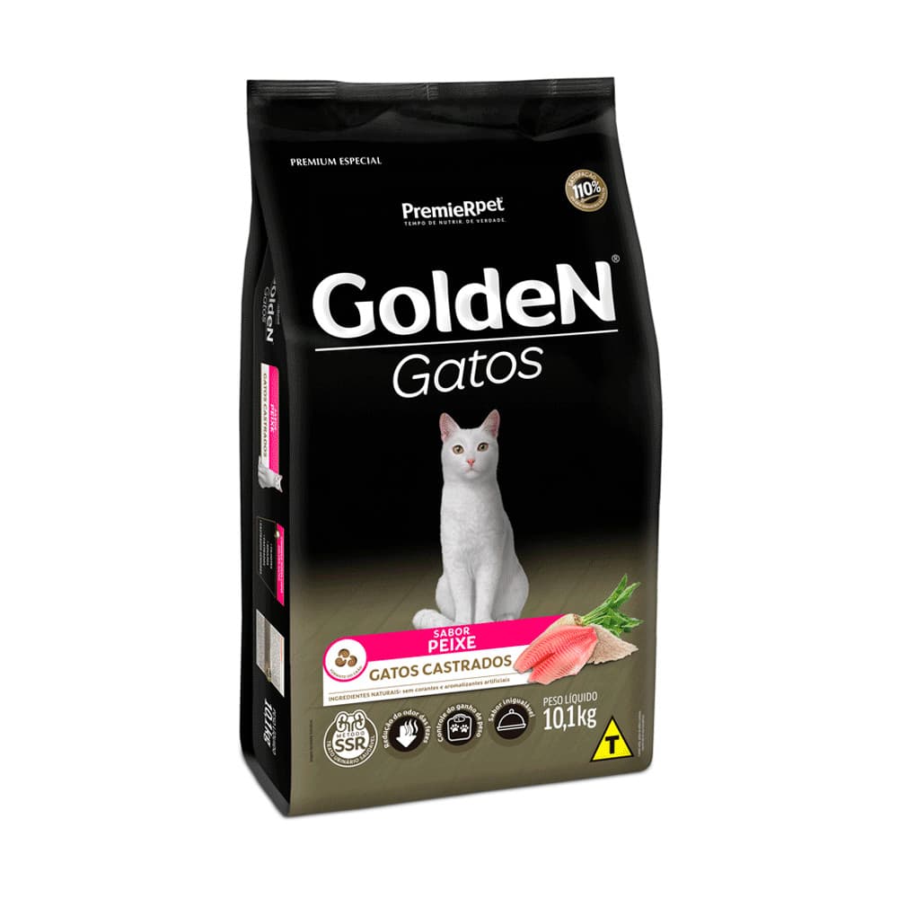 Ração Golden Gatos Castrados Sabor Peixe 10,1 kg