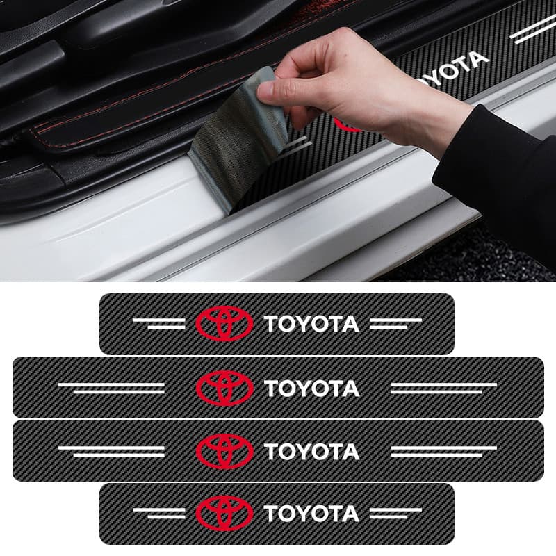 Adesivo De Proteção De Soleira De Porta De Fibra rbon , 4 Peças , Acessórios De Carro Para Toyota Camry Corolla Yaris Ch