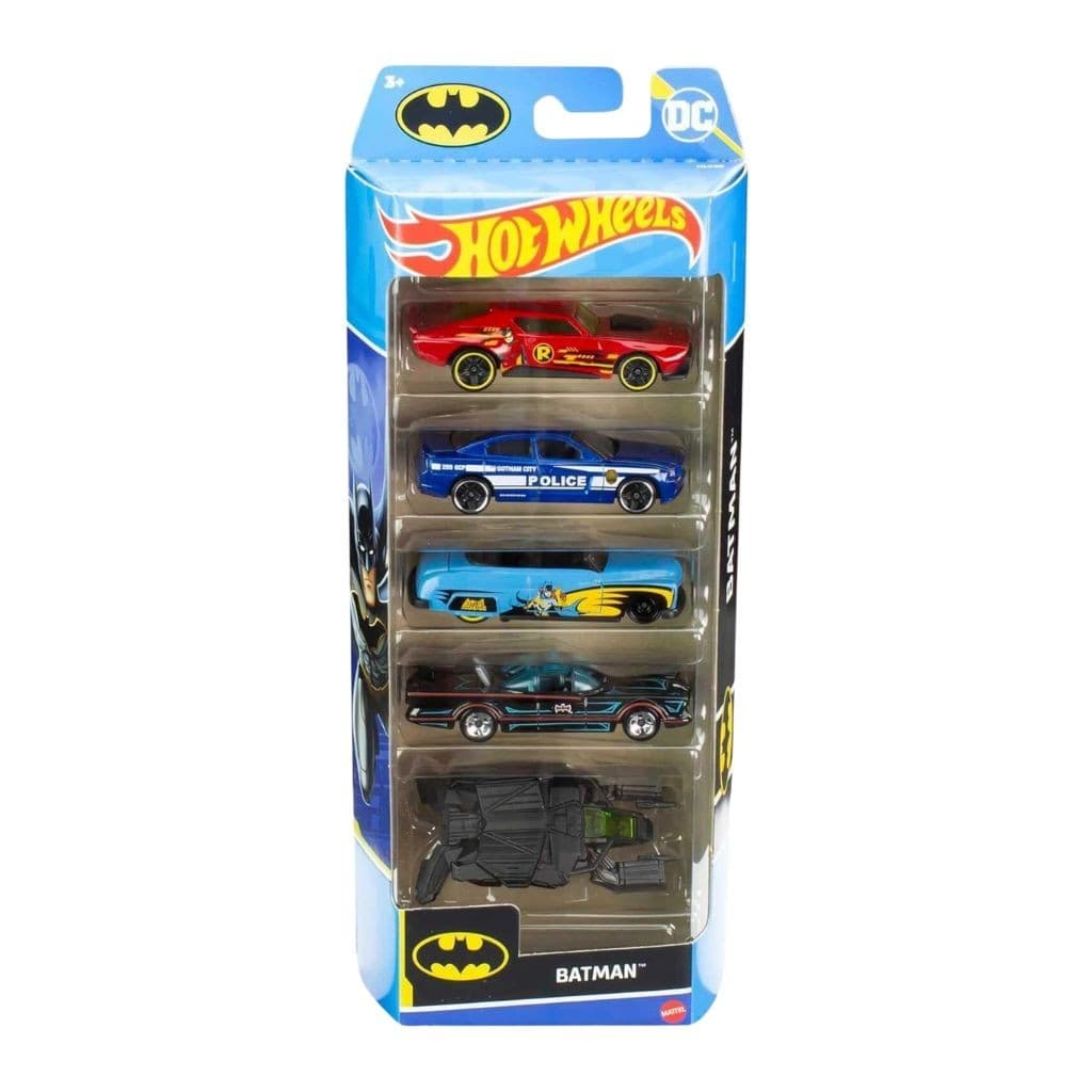 Hot Wheels Pack 5 Carrinhos Batman DC Coleção Batmovel