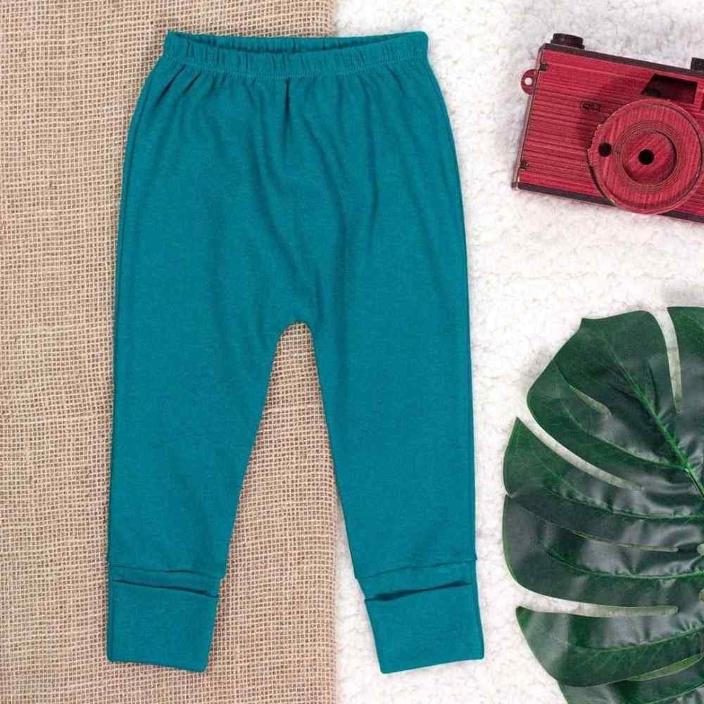 Calça Em Suedine Para Bebê Com Pé Reversível Verde Escuro