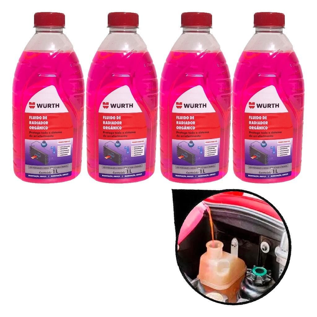 Kit 4 Litros Fluido Radiador Organico - Rosa